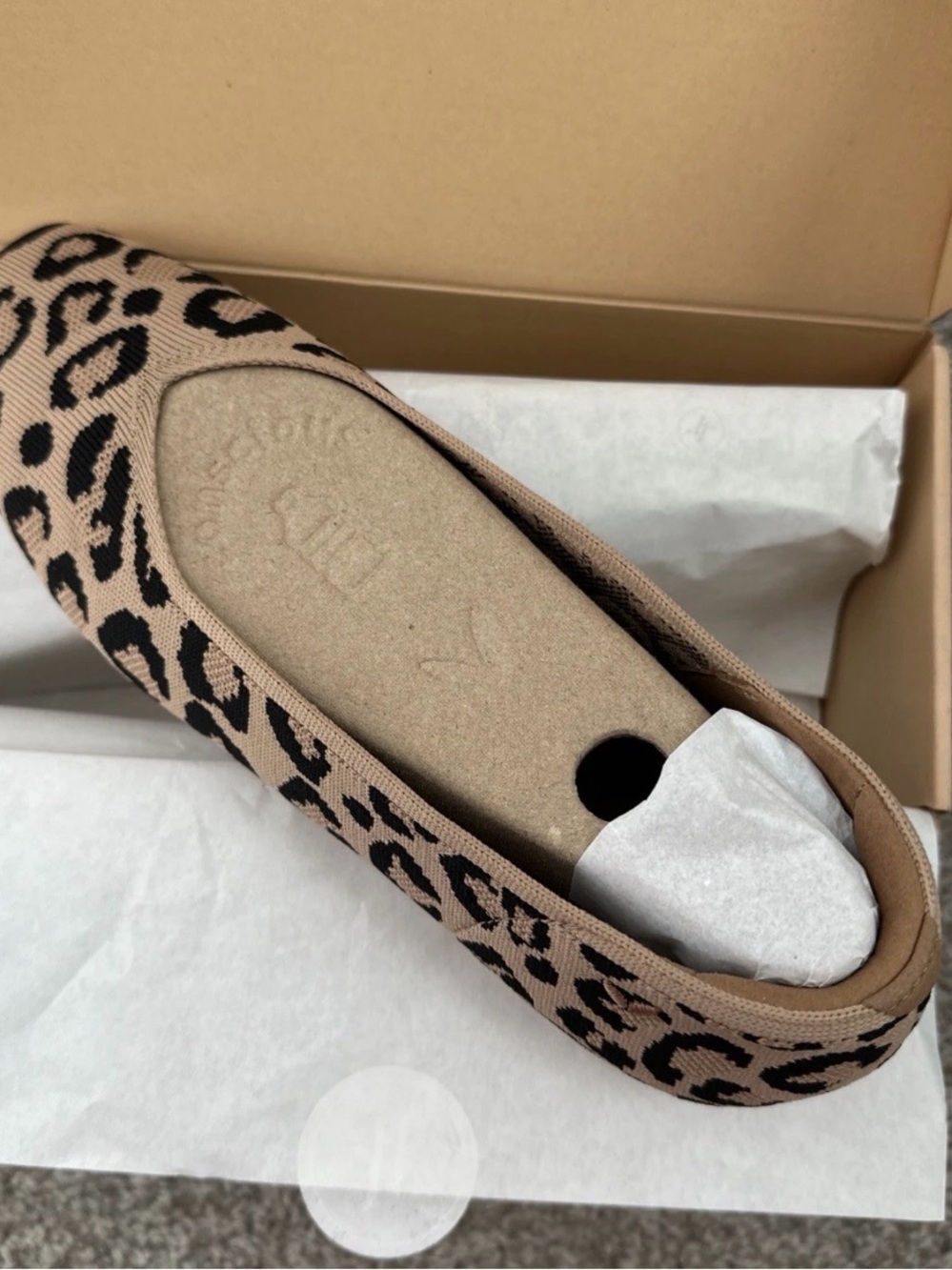 Vivaia Leopard-Print Ballet Flat in Taupe and Black